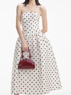 Self-Portrait White Midi Dress Polka Dots after note bust size
